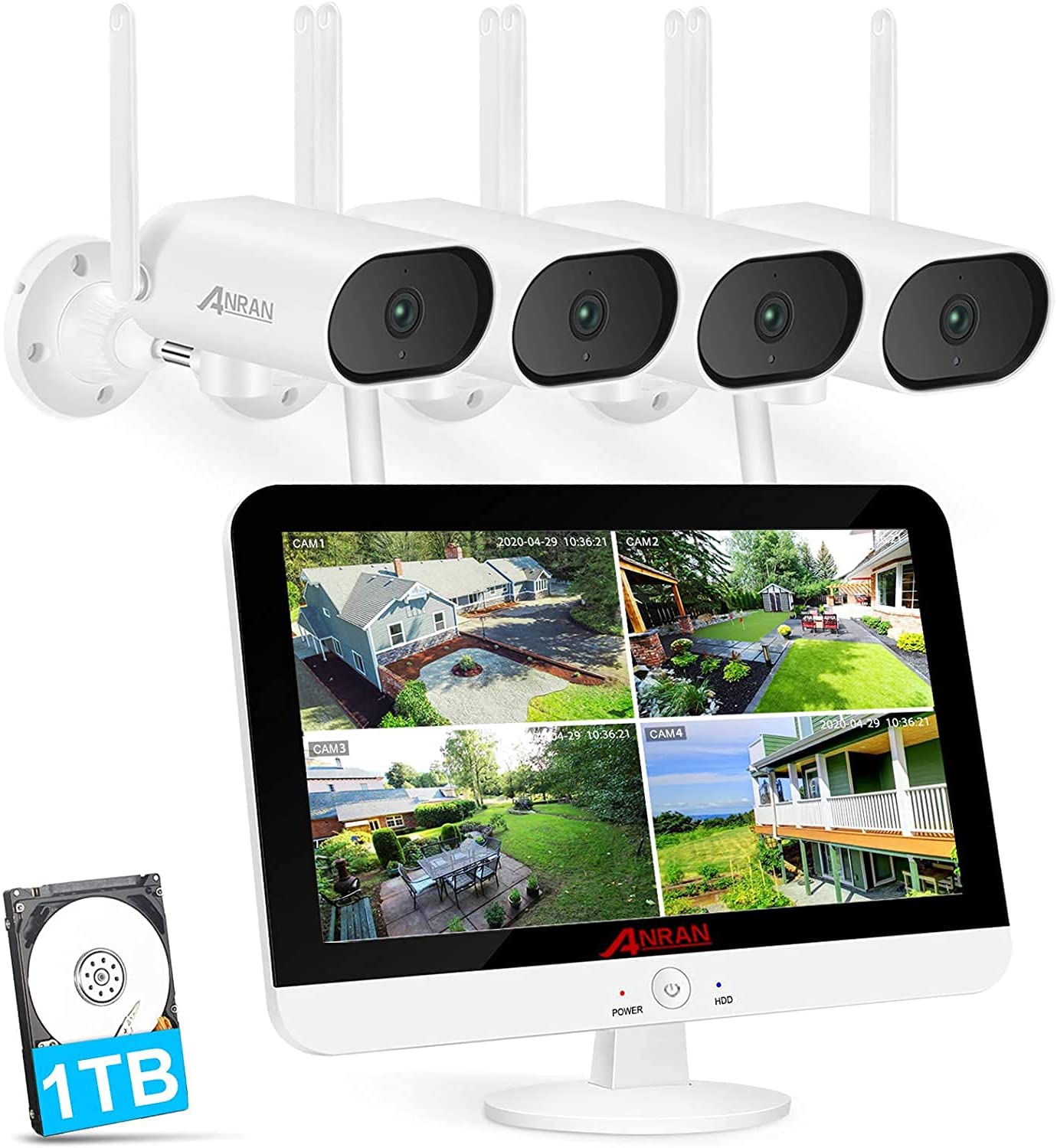 ANRAN 2K Pan 8CH Expandable Cam Kit with Audio